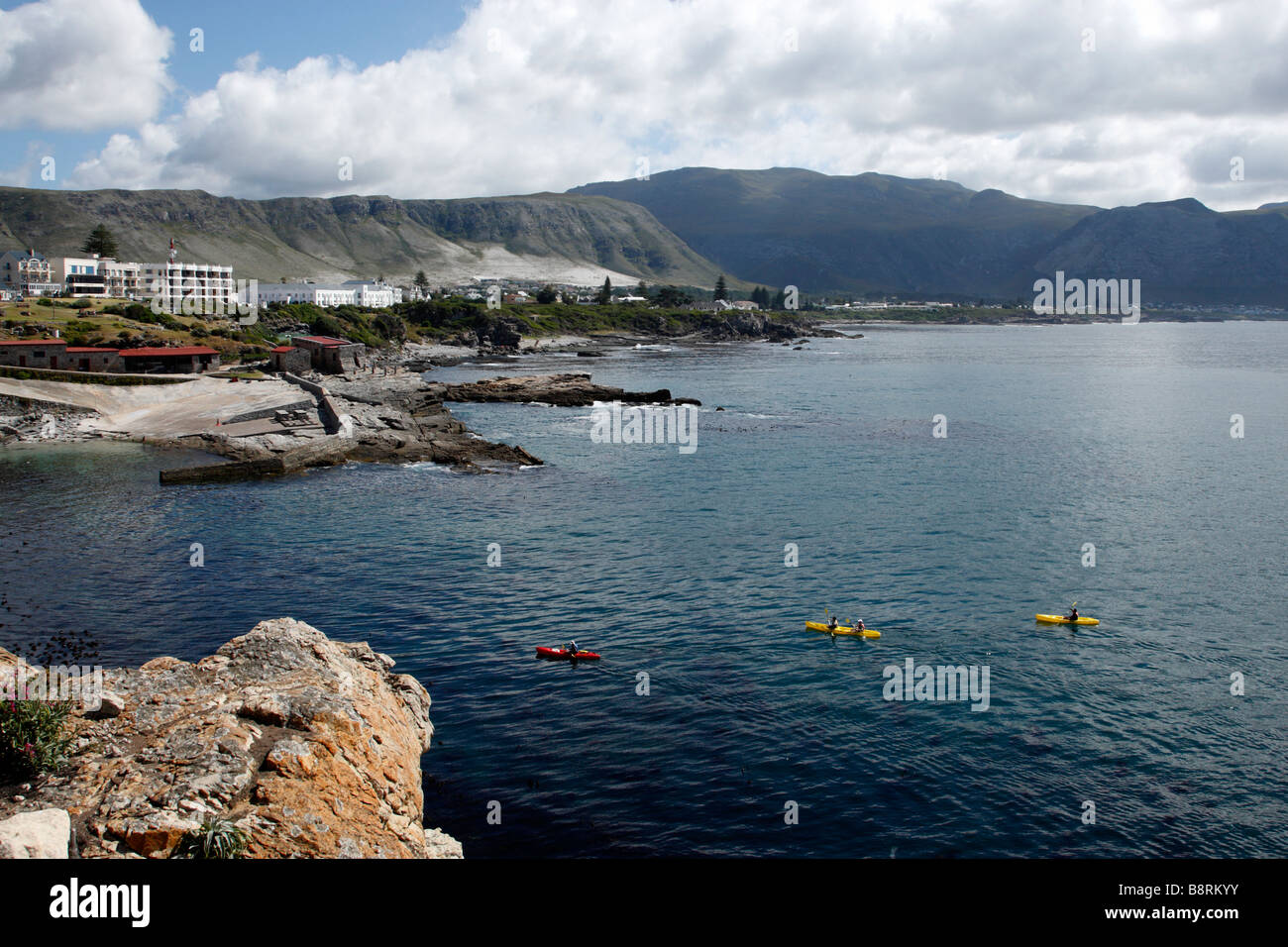 Blick über Walker Bay Hermanus in Südafrika Stockfoto