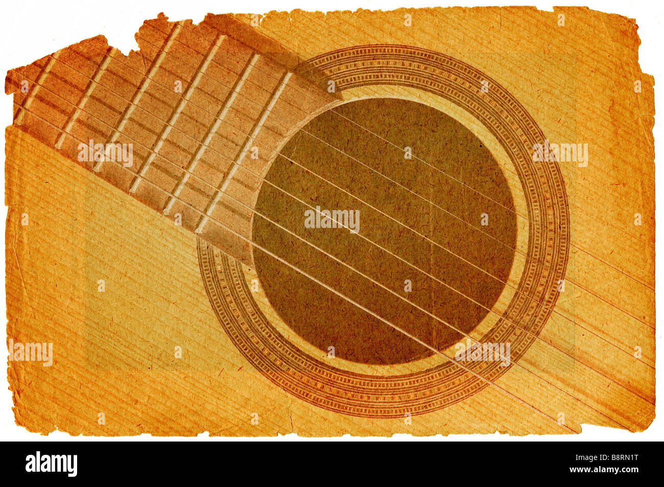 Hintergrund mit Akustikgitarre im Grunge-Stil Stockfoto