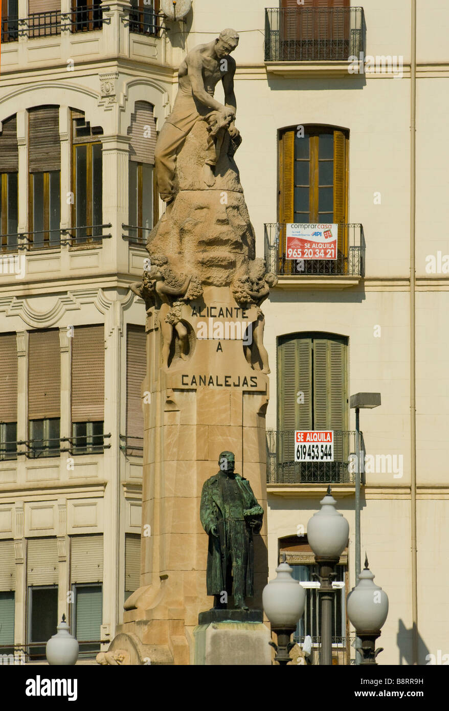 Monument A Canalejas Alicante Spanien Stockfoto