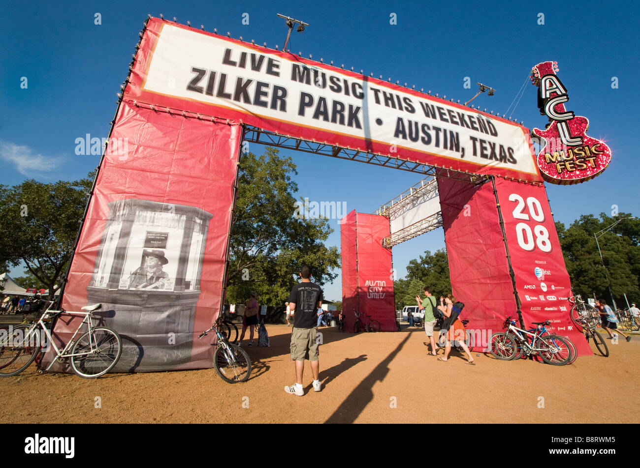 Austin, Texas - das Haupttor an der Austin City Limits Music Festival 2008 Stockfoto