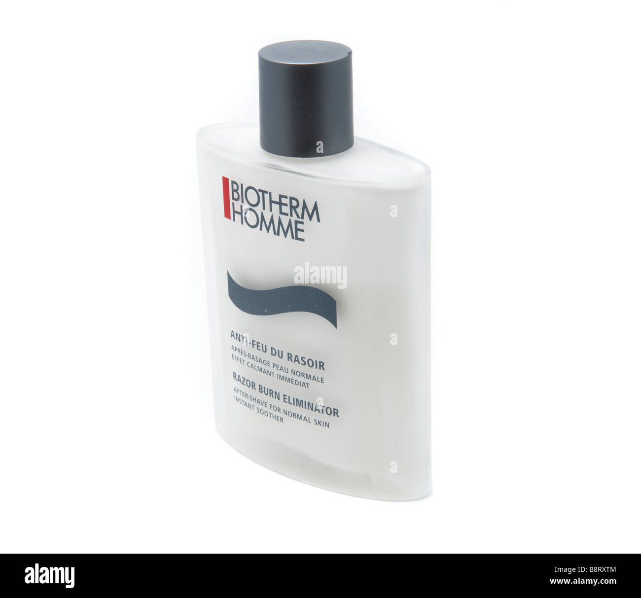 Biotherm Homme After Shave Flasche auf einem weißen Hintergrund. Stockfoto