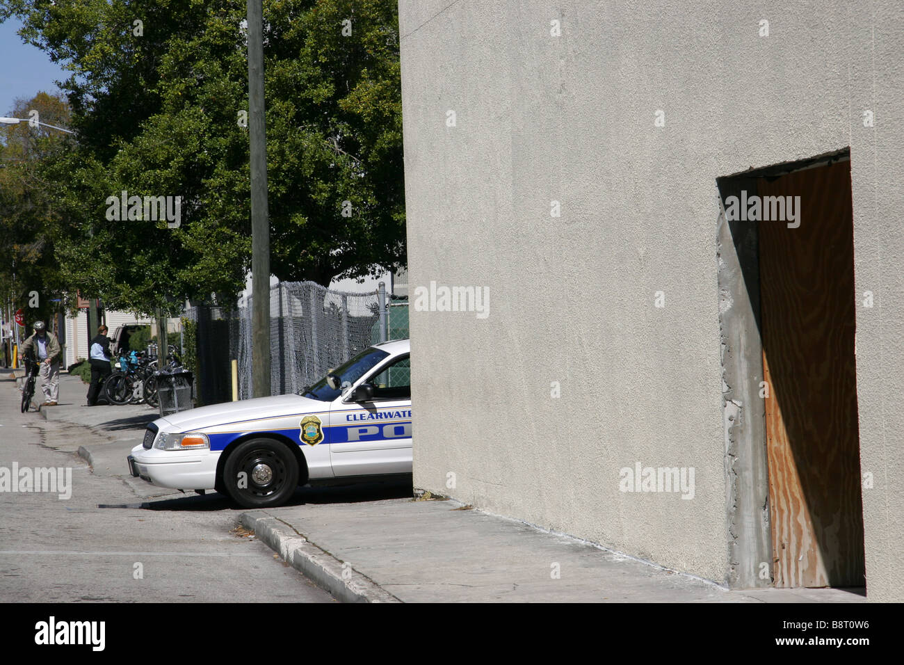 Clearwater Polizeiauto warten in einer Gasse in der Innenstadt von Clearwater Florida USA Stockfoto