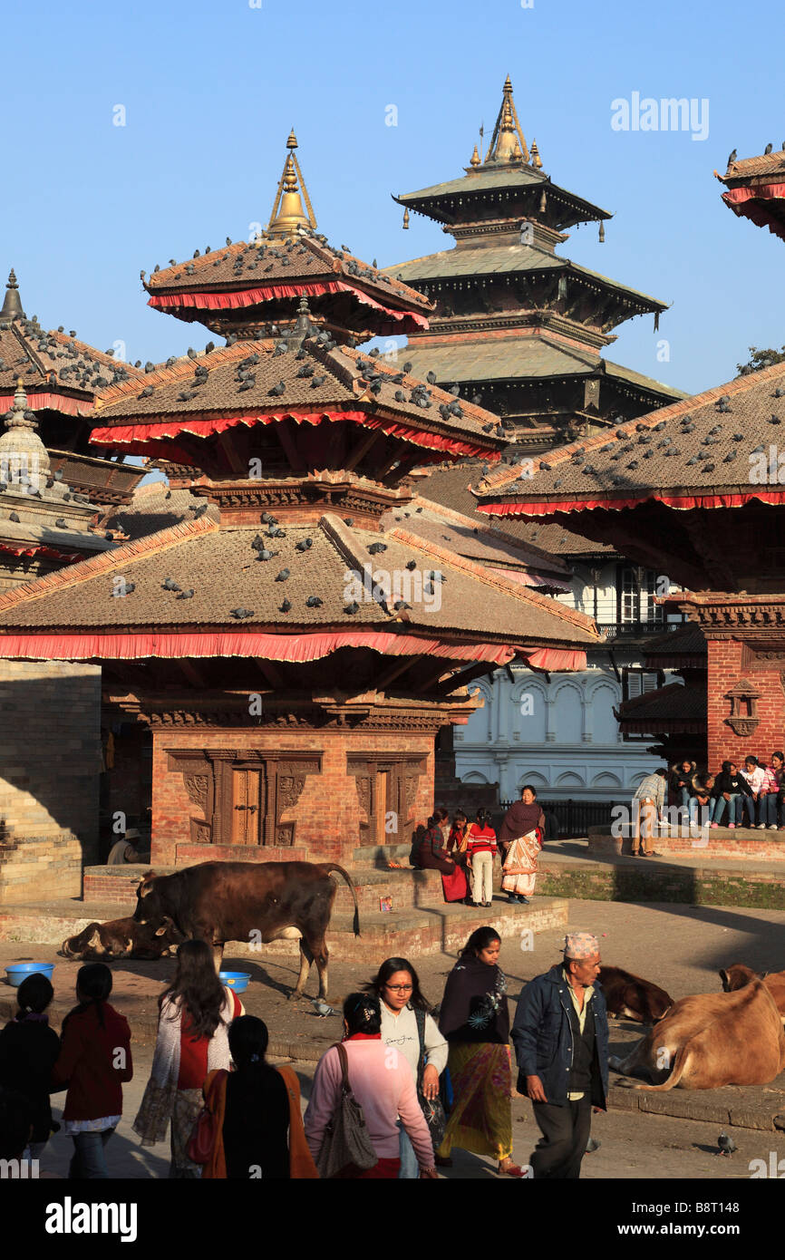 Nepal Kathmandu Durbar Square Tempel Gesamtansicht Stockfoto