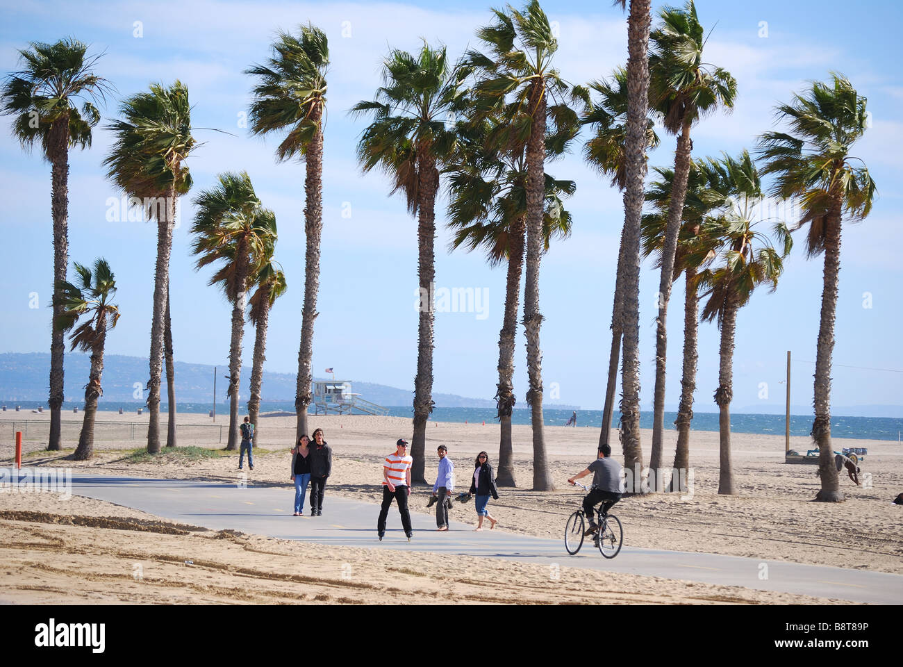 Santa Monica Beach, Santa Monica, Los Angeles, California, Vereinigte Staaten von Amerika Stockfoto