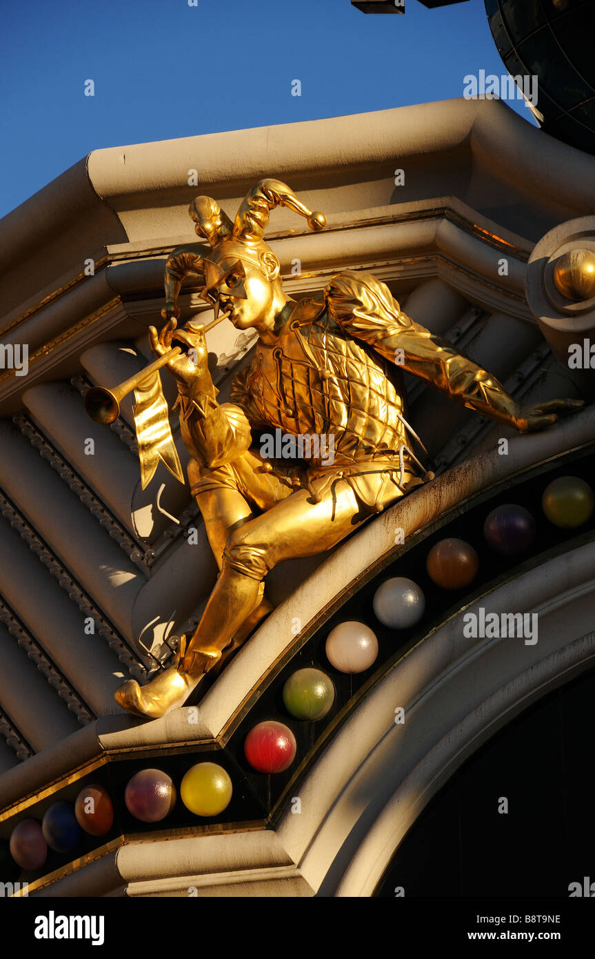 Gold Jester Motiv im Harrahs Hotel and Casino Las Vegas Stockfoto