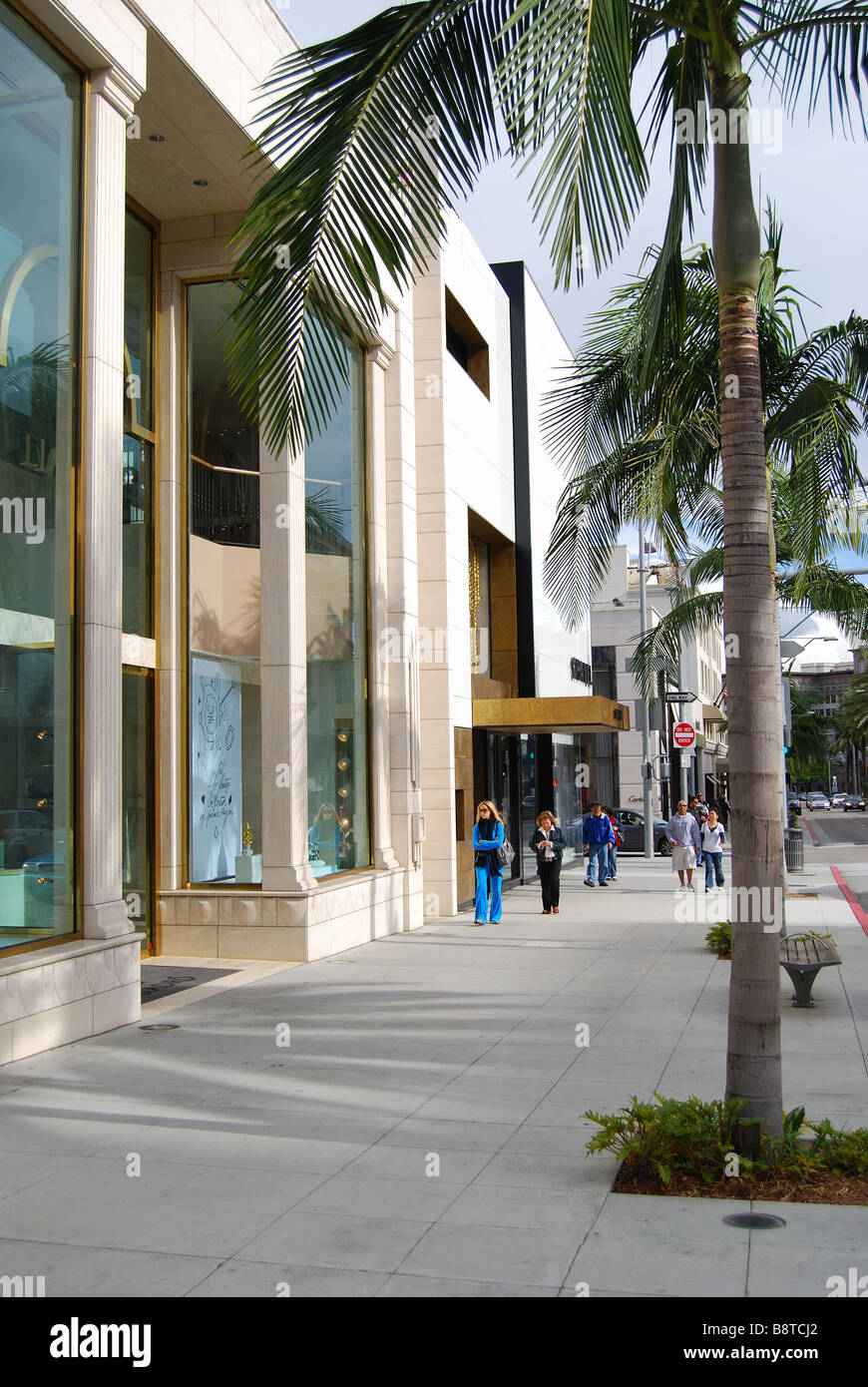 Modeläden, North Rodeo Drive, Beverly Hills, Los Angeles, Kalifornien, Vereinigte Staaten von Amerika Stockfoto