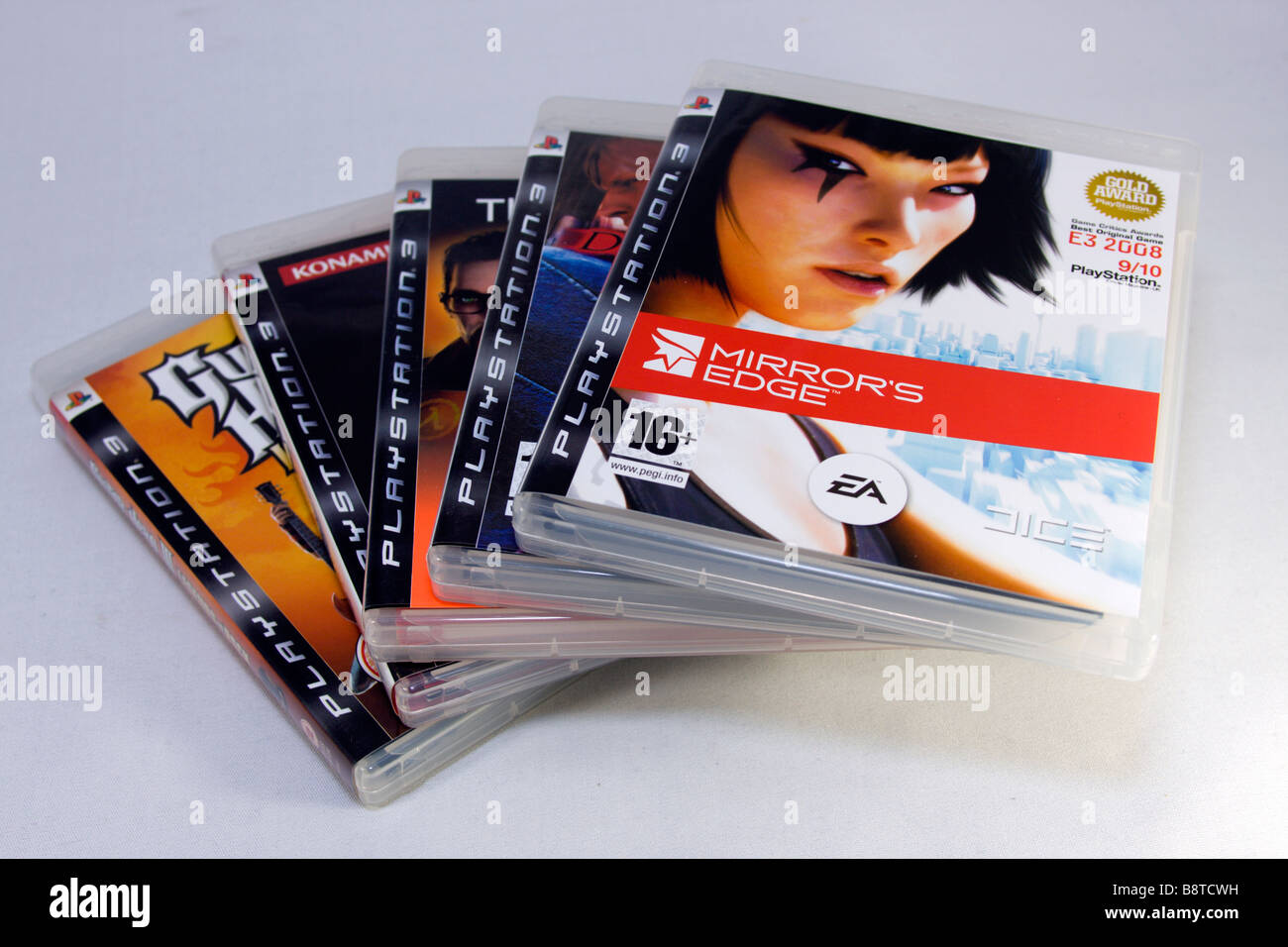 Haufen von Sony Playstation 3 Videospiele. Stockfoto