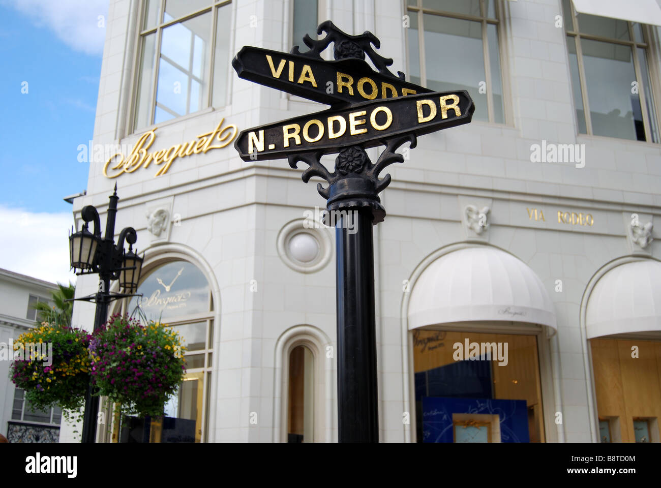 Straßenschild, N.Rodeo Drive, Beverly Hills, Los Angeles, Kalifornien, Vereinigte Staaten von Amerika Stockfoto