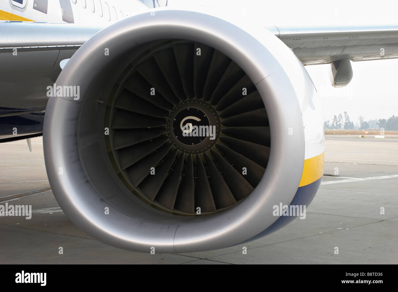 Nahaufnahme von der Flugzeugmotor Stockfoto