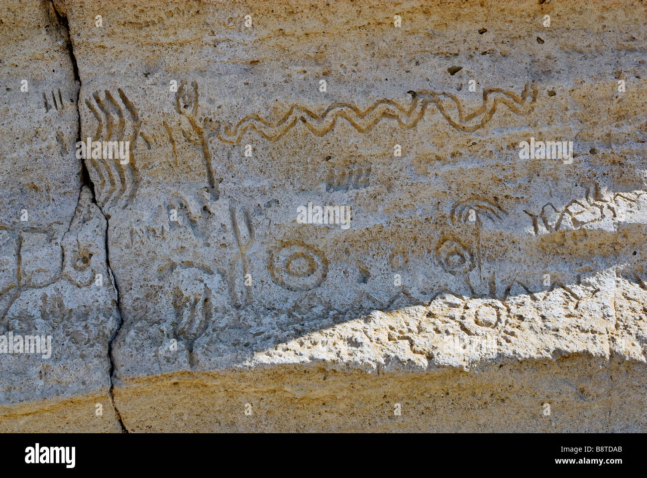 Felsmalereien an Petroglyph Punkt an der Lava Betten Nationaldenkmal Kalifornien USA Stockfoto