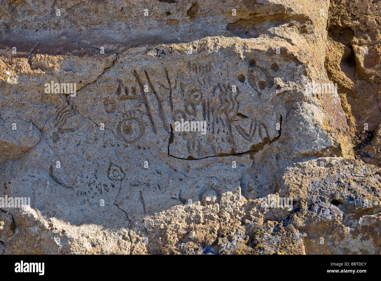 Felsmalereien an Petroglyph Punkt an der Lava Betten Nationaldenkmal Kalifornien USA Stockfoto