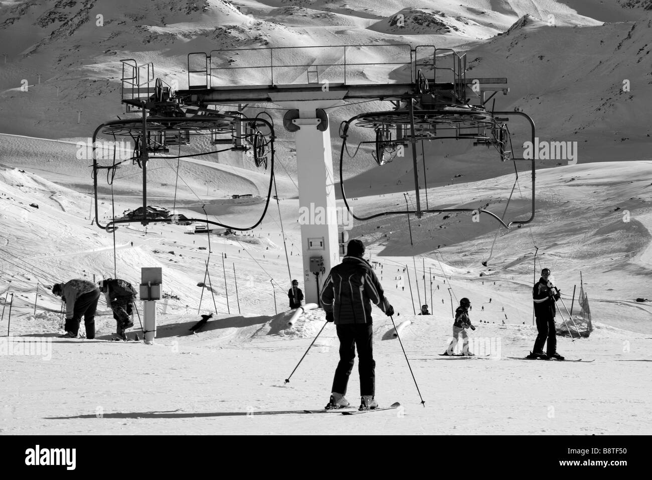 Skilift Val Thorens, Trois Vallées, Savoie Frankreich Stockfoto