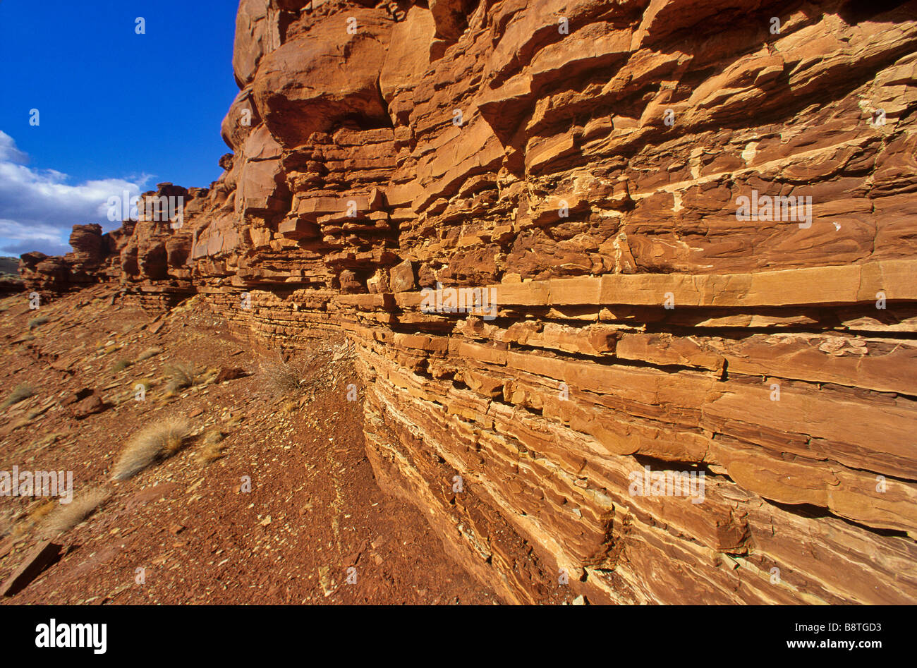 Sedimentgesteine der Moenkopi-Formation Trias Schiefer Tonstein Sandstein Kalksteinen Wupatki National Monument Arizona Stockfoto