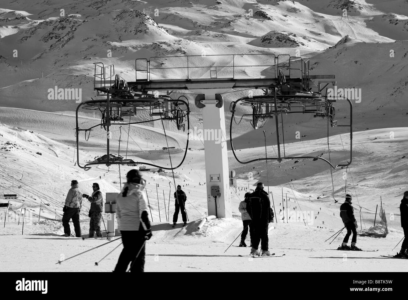 Skilift Val Thorens, Trois Vallées, Savoie Frankreich Stockfoto