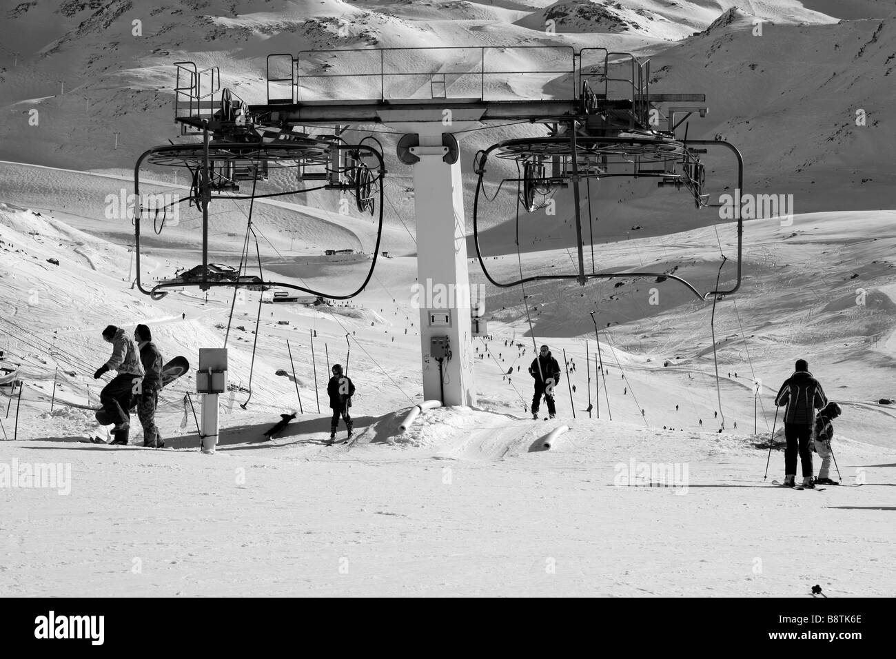 Skilift Val Thorens, Trois Vallées, Savoie Frankreich Stockfoto