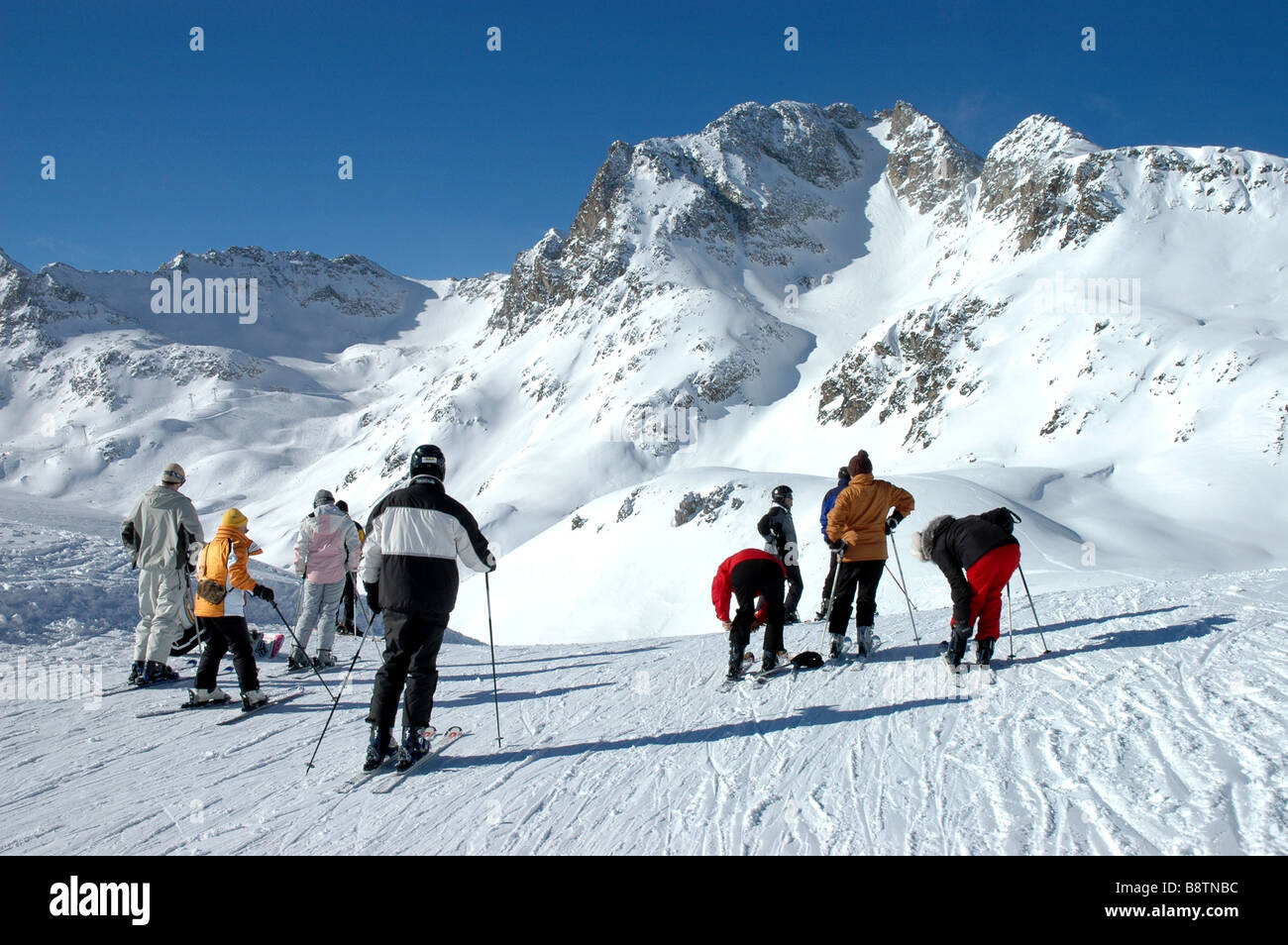 Skifahren am Piz Nair Engadin St. Moritz Switerland Stockfoto