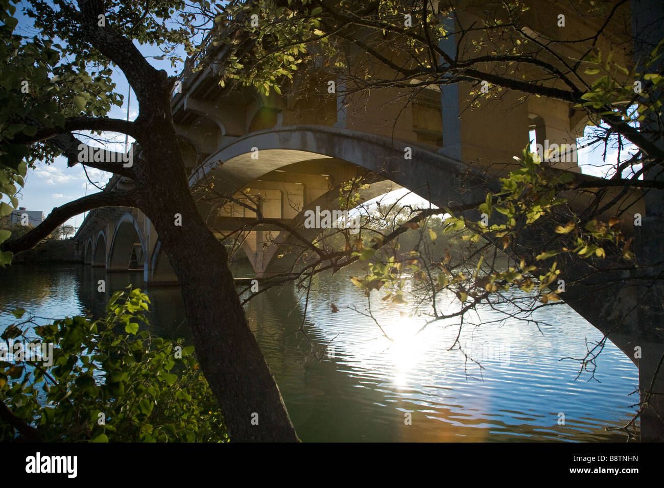 Austin, Texas Lamar Street Bridge über Lady Bird Lake (ehemals Town Lake) Stockfoto