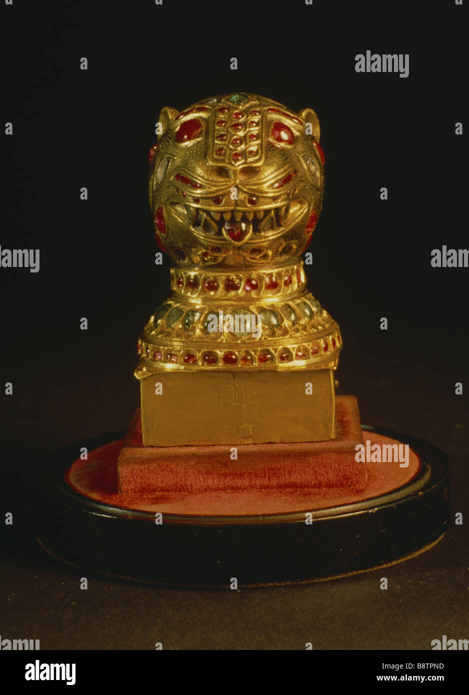 Die Tipus gold Löwenkopf im Clive Museum Powis Stockfoto