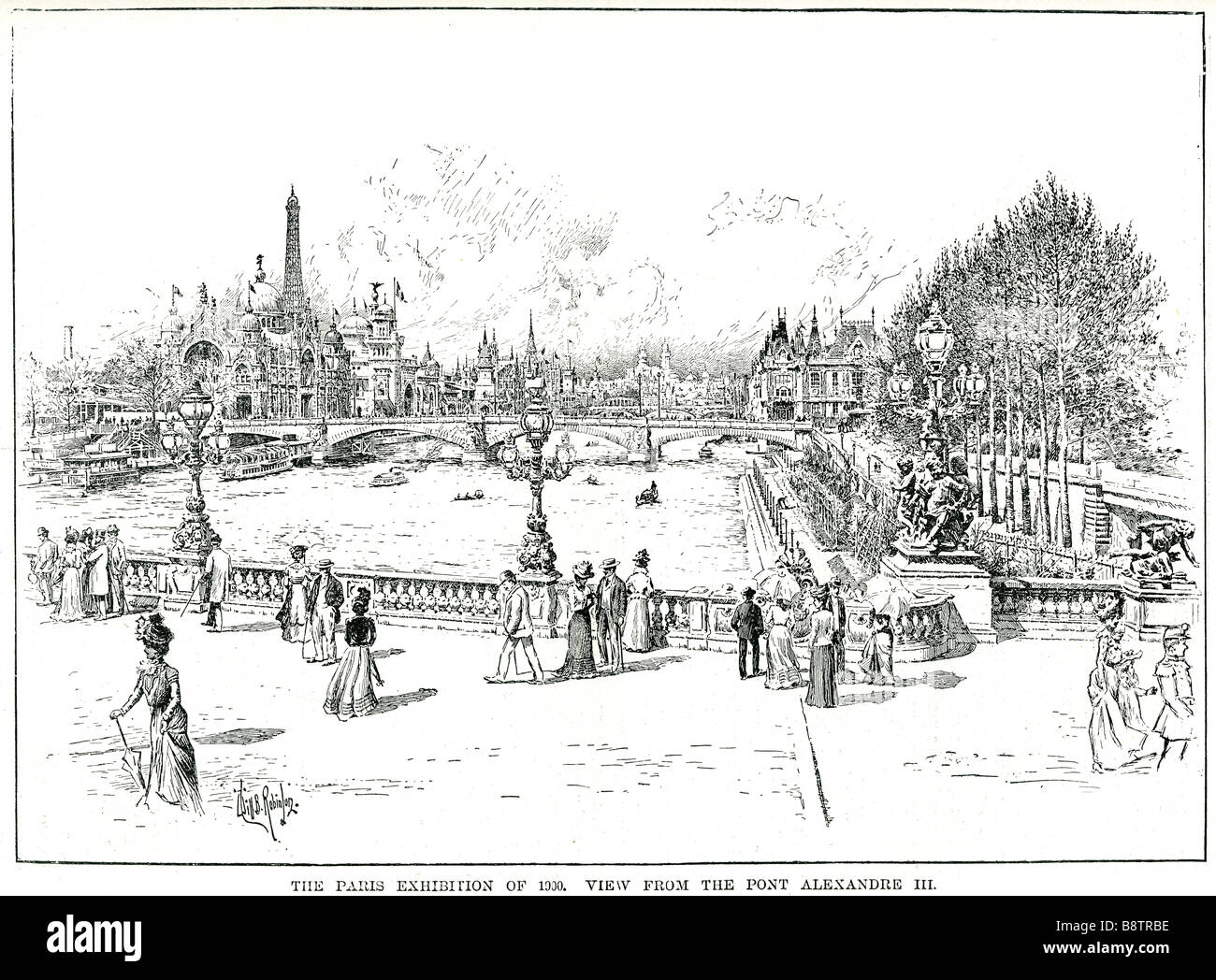 Die Paris-Exibition von 1000. Blick von der Pont Alexandre III Pont Alexandre III ist eine Bogenbrücke, die Seine erstreckt, verbinden Stockfoto