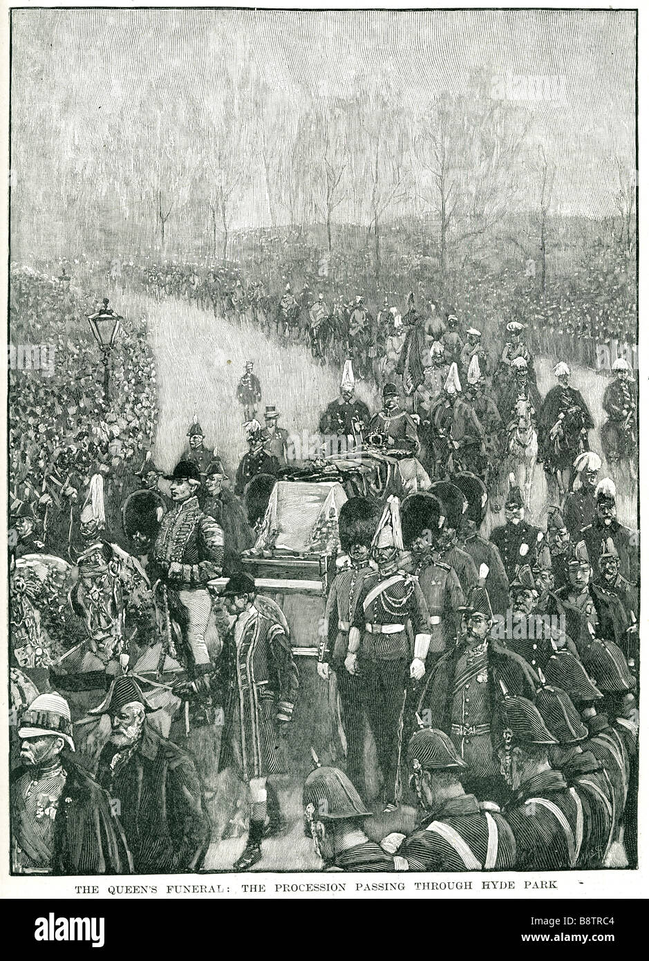 Die Königin Beerdigung, die Prozession Weitergabe durch Hyde Park Victoria (Alexandrina Victoria, 24. Mai 1819 – 22. Januar 1901) war Stockfoto