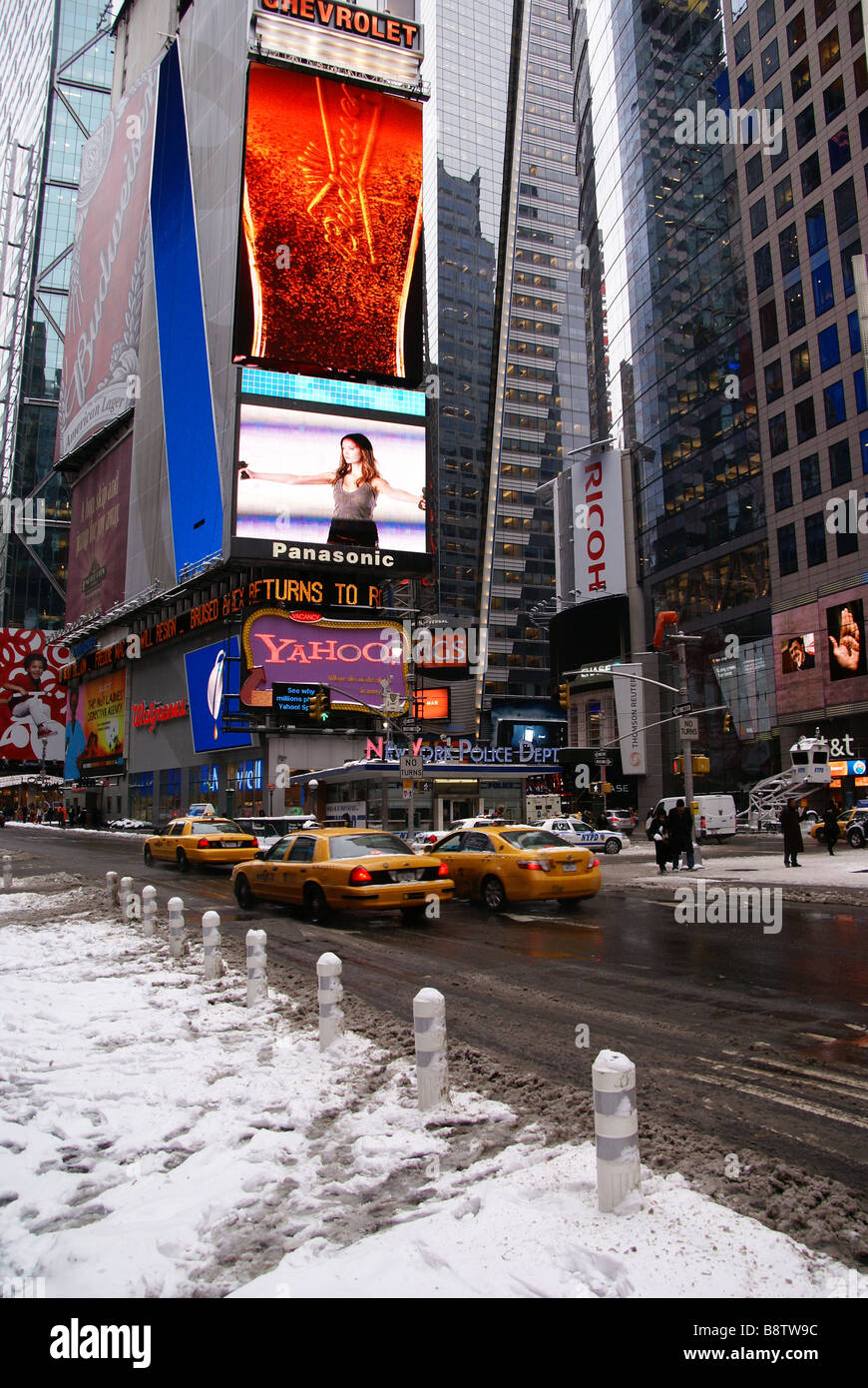 Times Square kurz nach einem Schneesturm Stockfoto