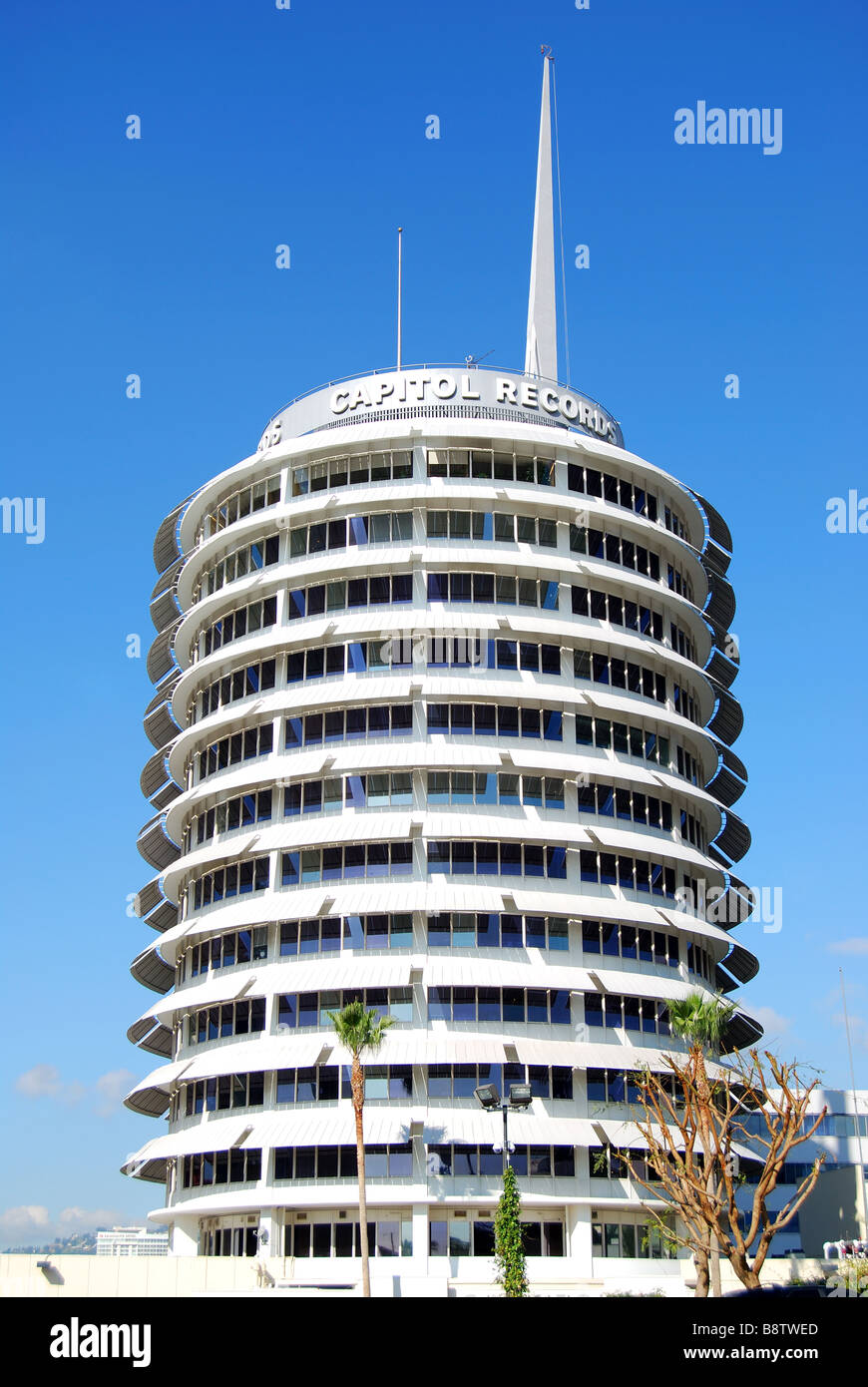 Capitol Records Building, Vine Street, Hollywood, Los Angeles, California, Vereinigte Staaten von Amerika Stockfoto