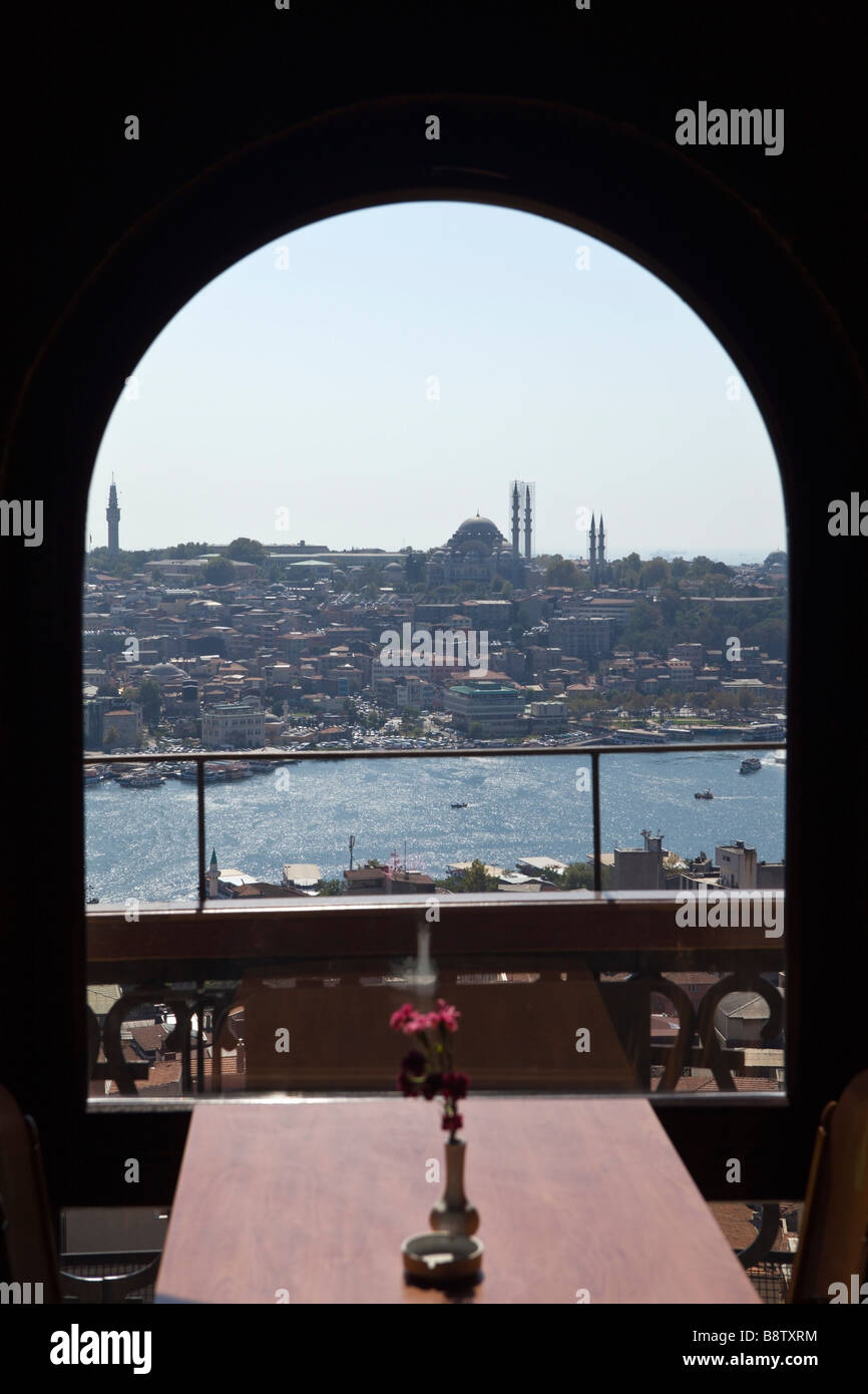 Blick vom Galata-Turm nach Istanbul Stadtzentrum von Istanbul Türkei Stockfoto