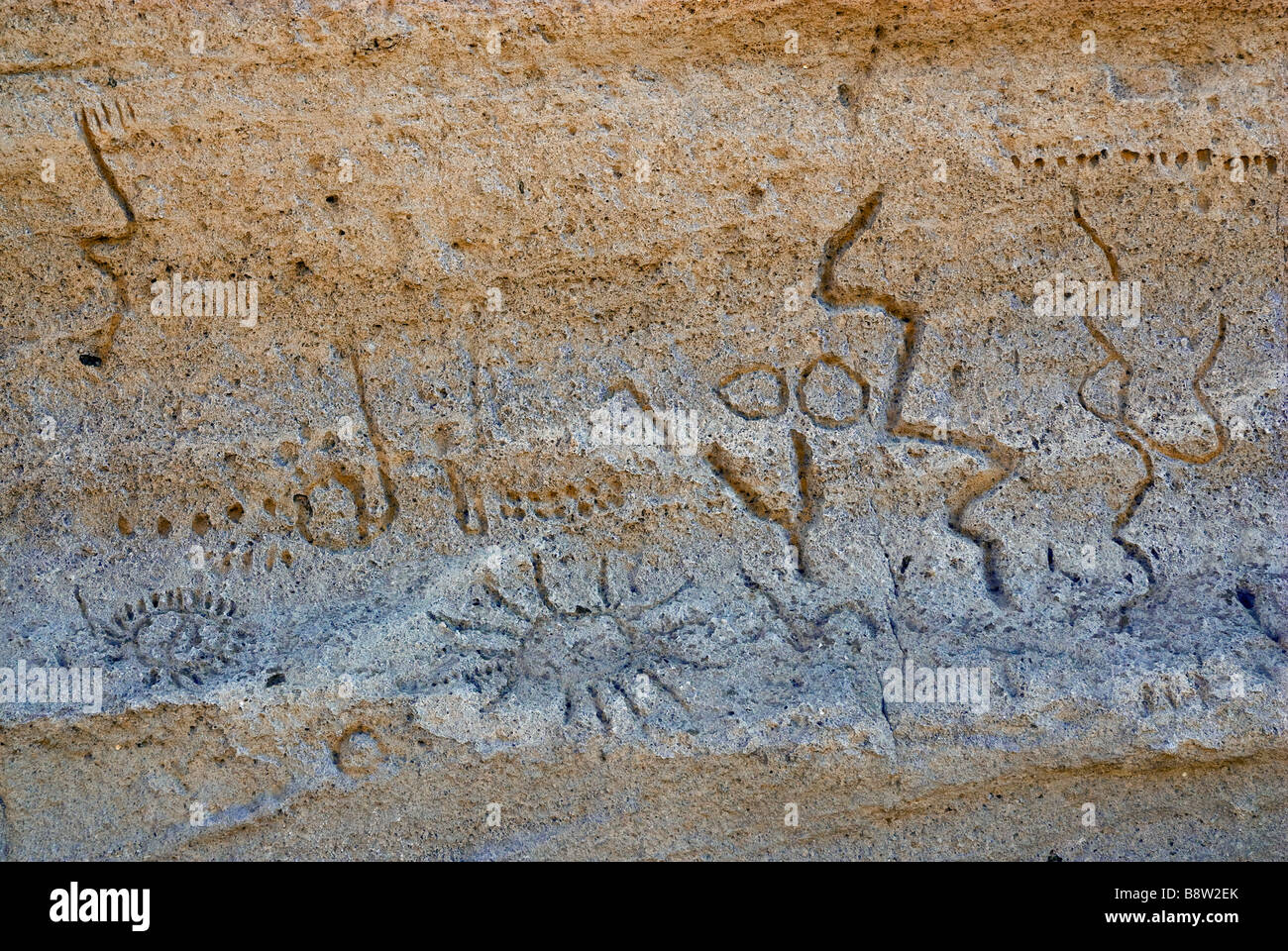 Felsmalereien an Petroglyph Punkt an der Lava Betten Nationaldenkmal Kalifornien USA Stockfoto