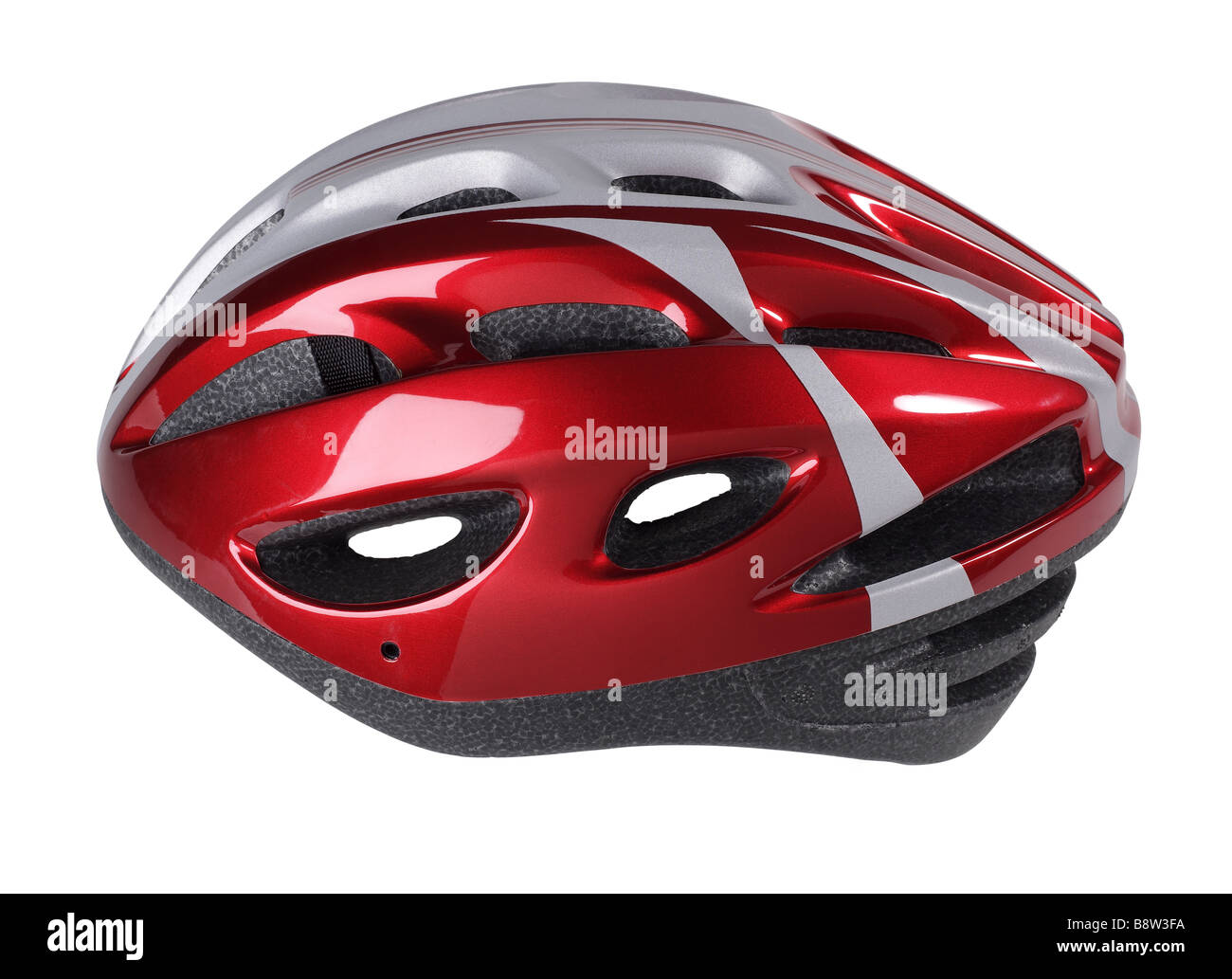 Rot Silber Schwarz Fahrrad Helm Hut Stockfoto