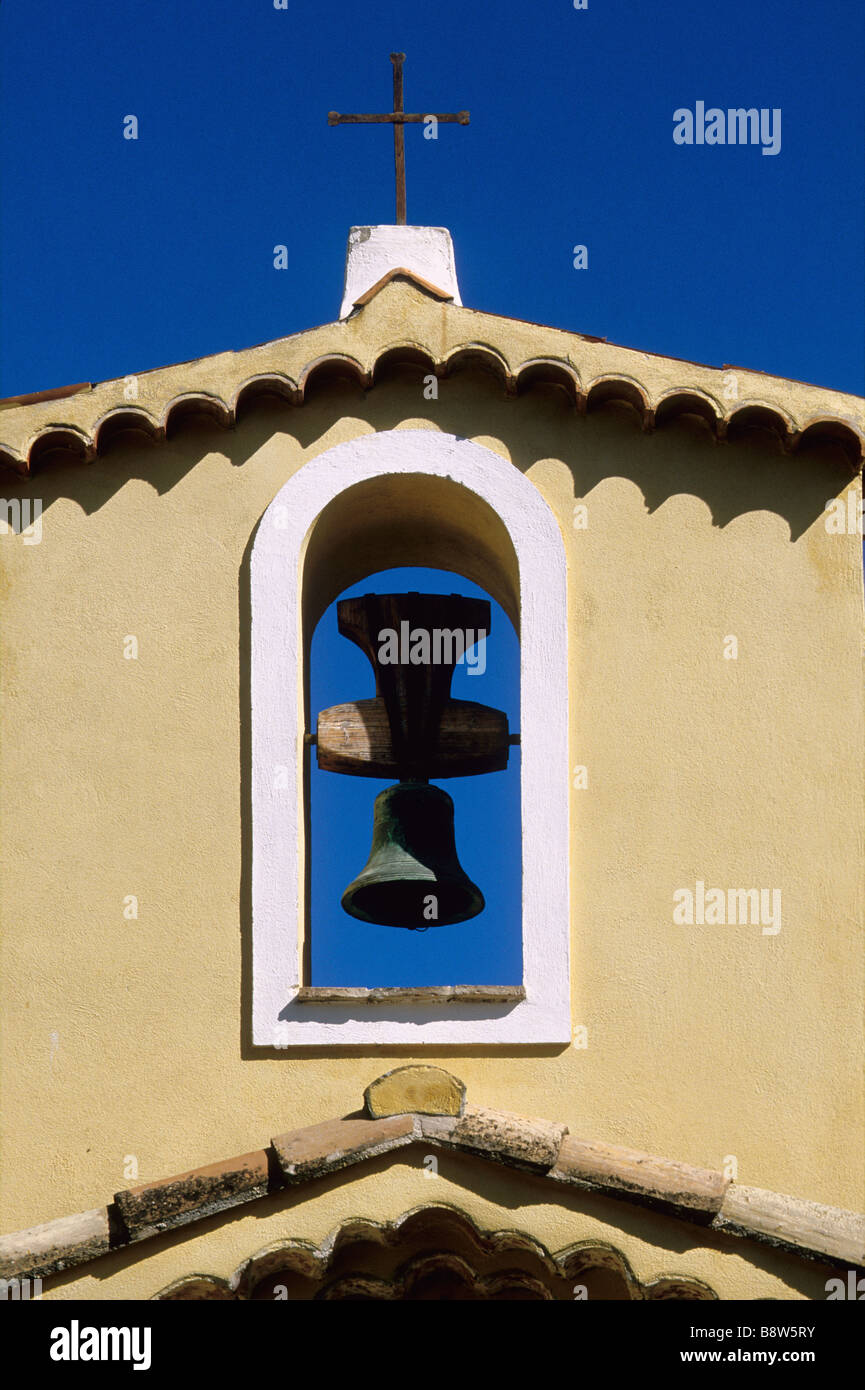 Kirche-Glocke-Detail von Pierrefeu Esteron Tal Alpes Maritimes 06 PACA Frankreich Europa Stockfoto