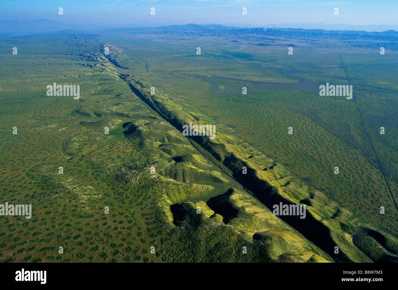 Die San-Andreas-Verwerfung quer Carrizo Plain in San Luis Obispo County Kalifornien Luftbild Stockfoto