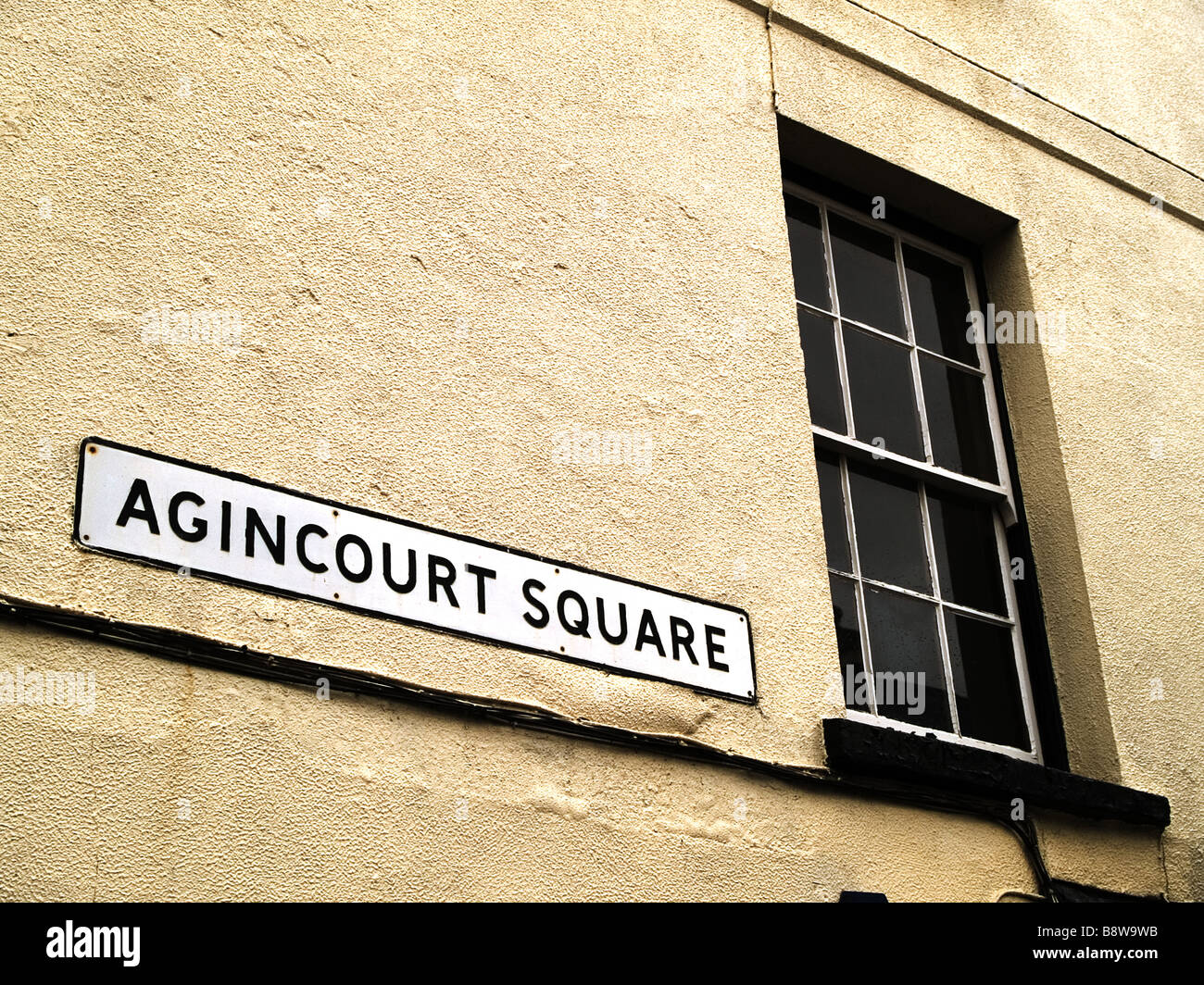 Zeichen Agincourt Square Monmouth South Wales UK Stockfoto