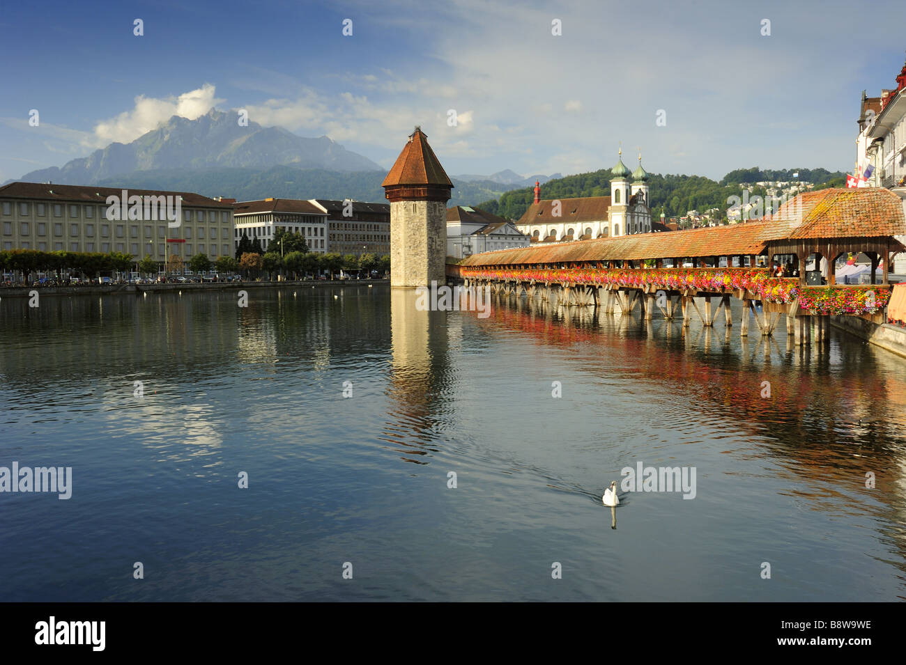 Die Kapellbrucke der Kapellbrücke in Luzern. Stockfoto