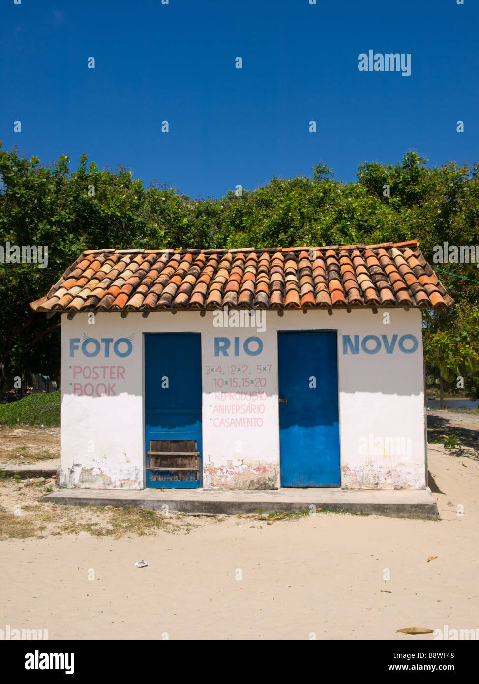Eine Foto-Shop in dem Dorf Paulinho Neves/Rio Novo, in den Dünen von Maranhão ohne Straßenanbindung, im Nordosten Brasiliens Stockfoto