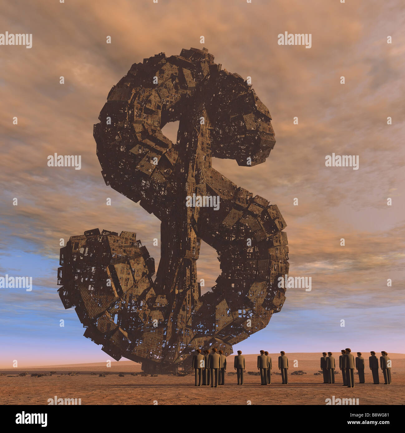 Menschen stehen in der Nähe von Dollar-Ruine Stockfoto