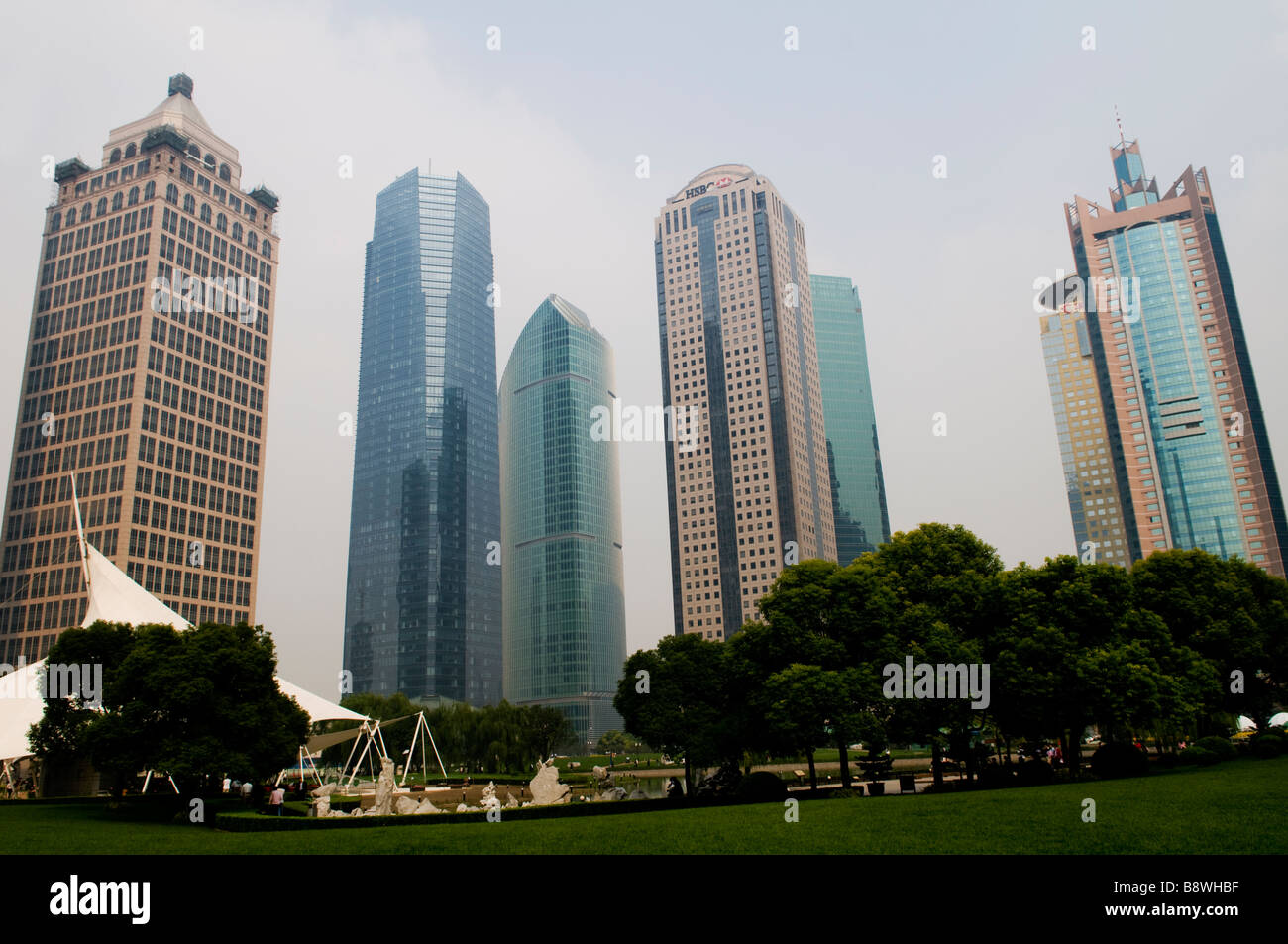 Lujiazui Finanz- und Handelszone Bezirk, Pudong, Shanghai. Stockfoto