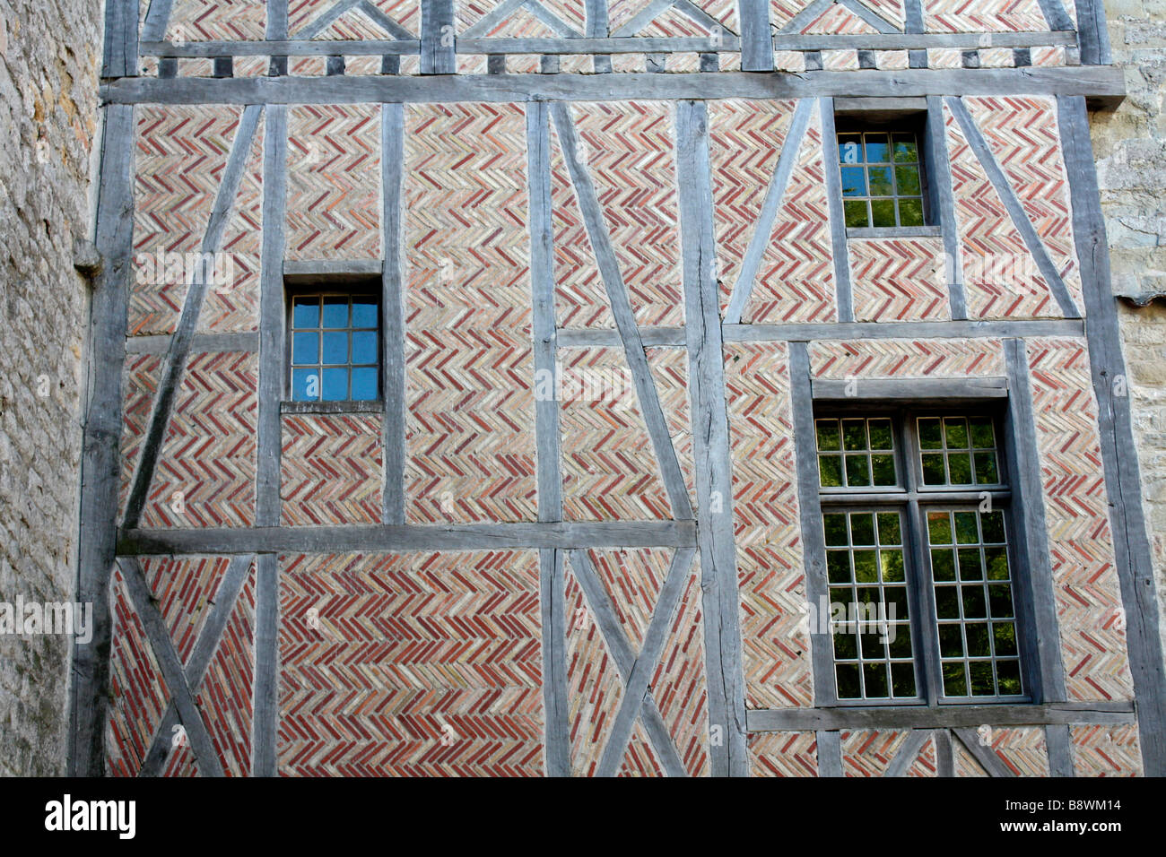 Mauer in The Chateau Comtal, Carcassonne, Languedoc, Frankreich Stockfoto