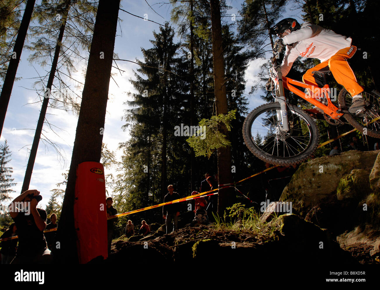 Die deutsche Mountainbike-Wettbewerb in der Northwave Bikepark Bad Wildbad Stockfoto