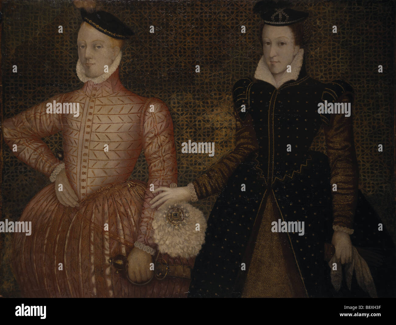 Porträt von MARY QUEEN OF SCOTS und DARNLEY English Schule Mitte des 16. Jahrhunderts in Hardwick Hall POST Erhaltung Stockfoto