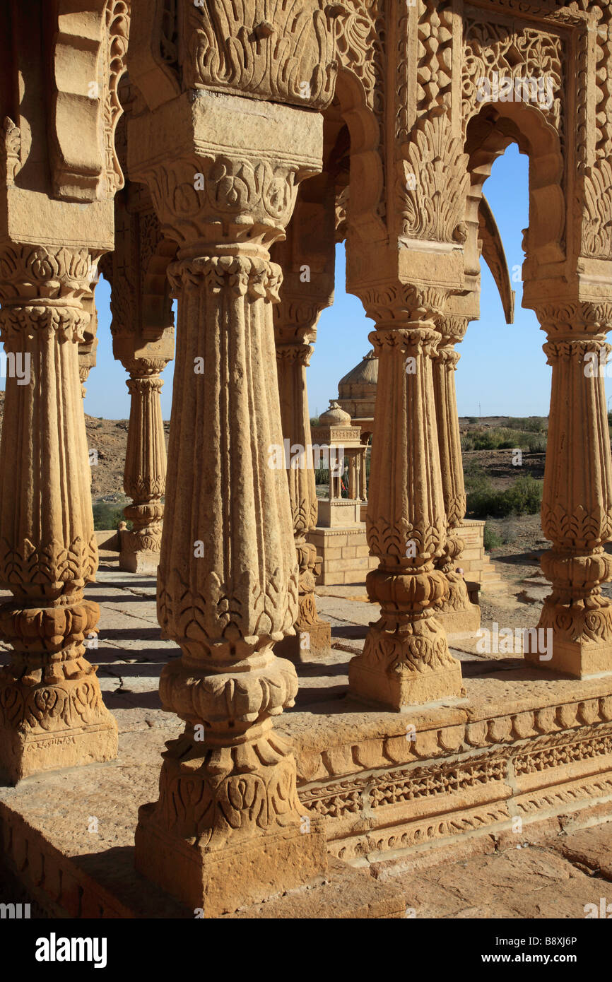 Indien Rajasthan Wüste Thar Bada Bagh königlichen Kenotaphen Stockfoto