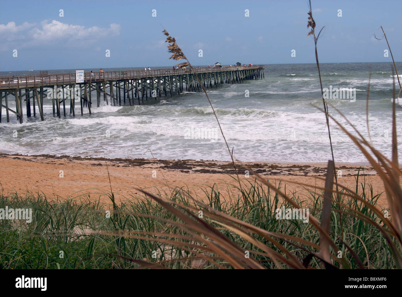 Strand mit Badesteg Flagler Beach Florida Stockfoto
