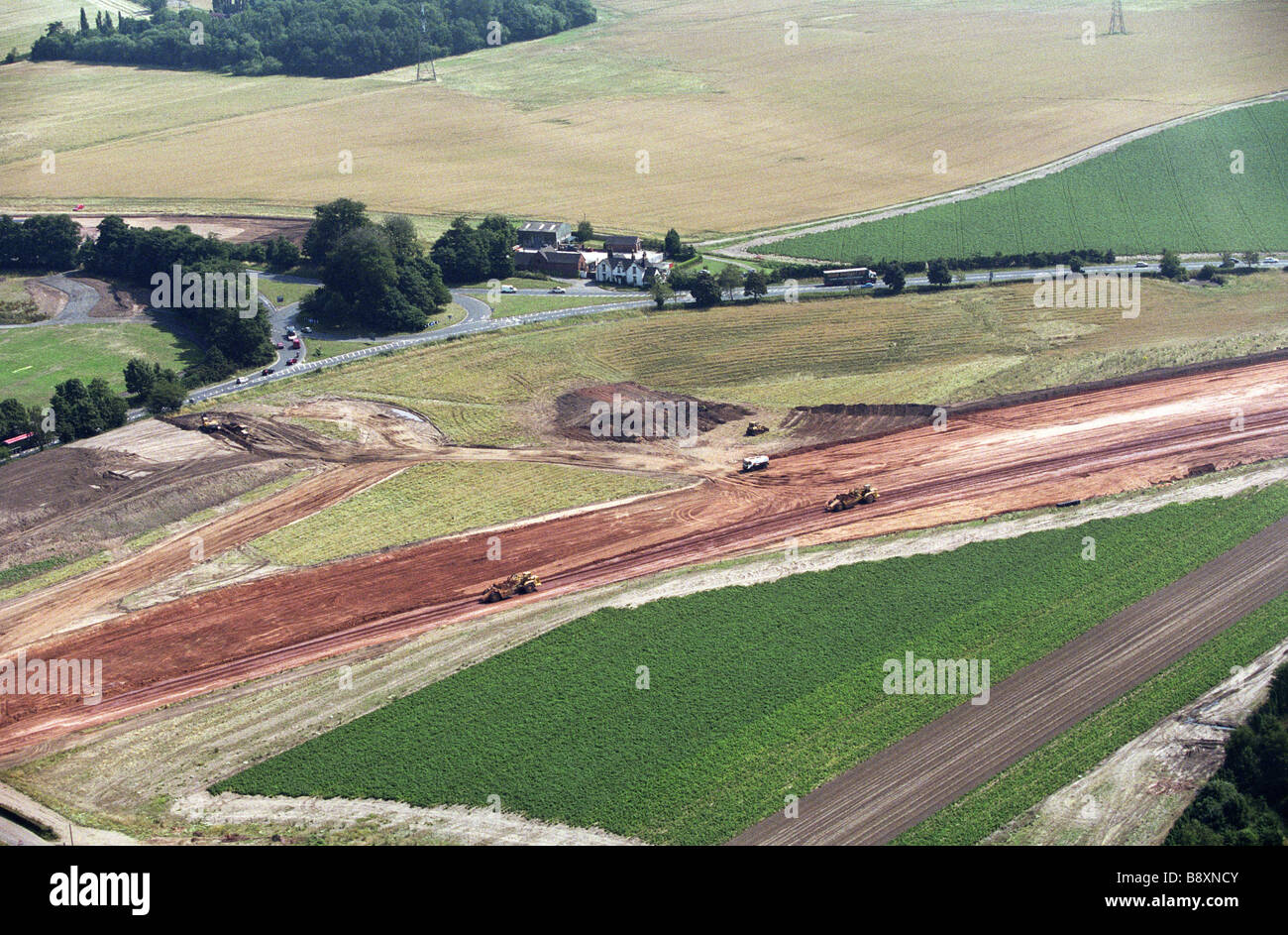 Luftaufnahme der Autobahn M6 Mautstraße im Bau in der Nähe der Belfrey Golfplatz in Curdworth England Uk Stockfoto
