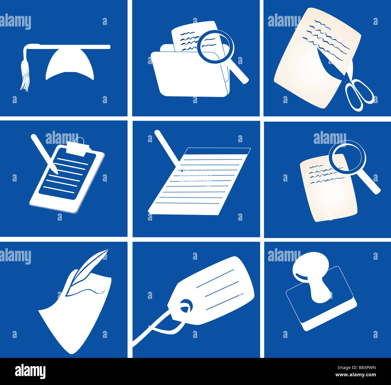 Icons für das Schreiben von Briefpapier-Büro-Ausbildung-Vektor-illustration Stockfoto
