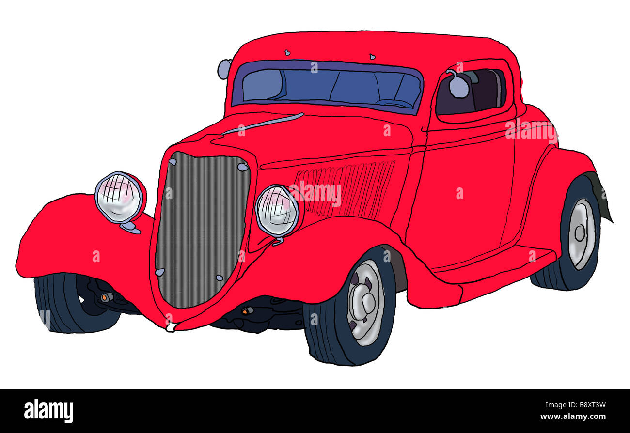 Abbildung von Vintage Red Hot Rod Stockfoto