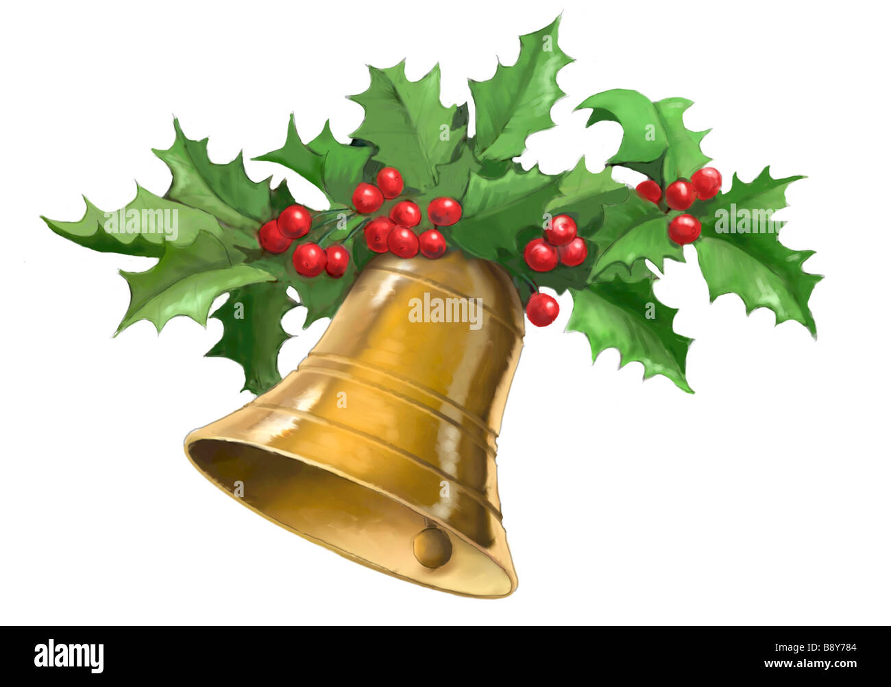 Weihnachten-Glocke mit holly Stockfoto