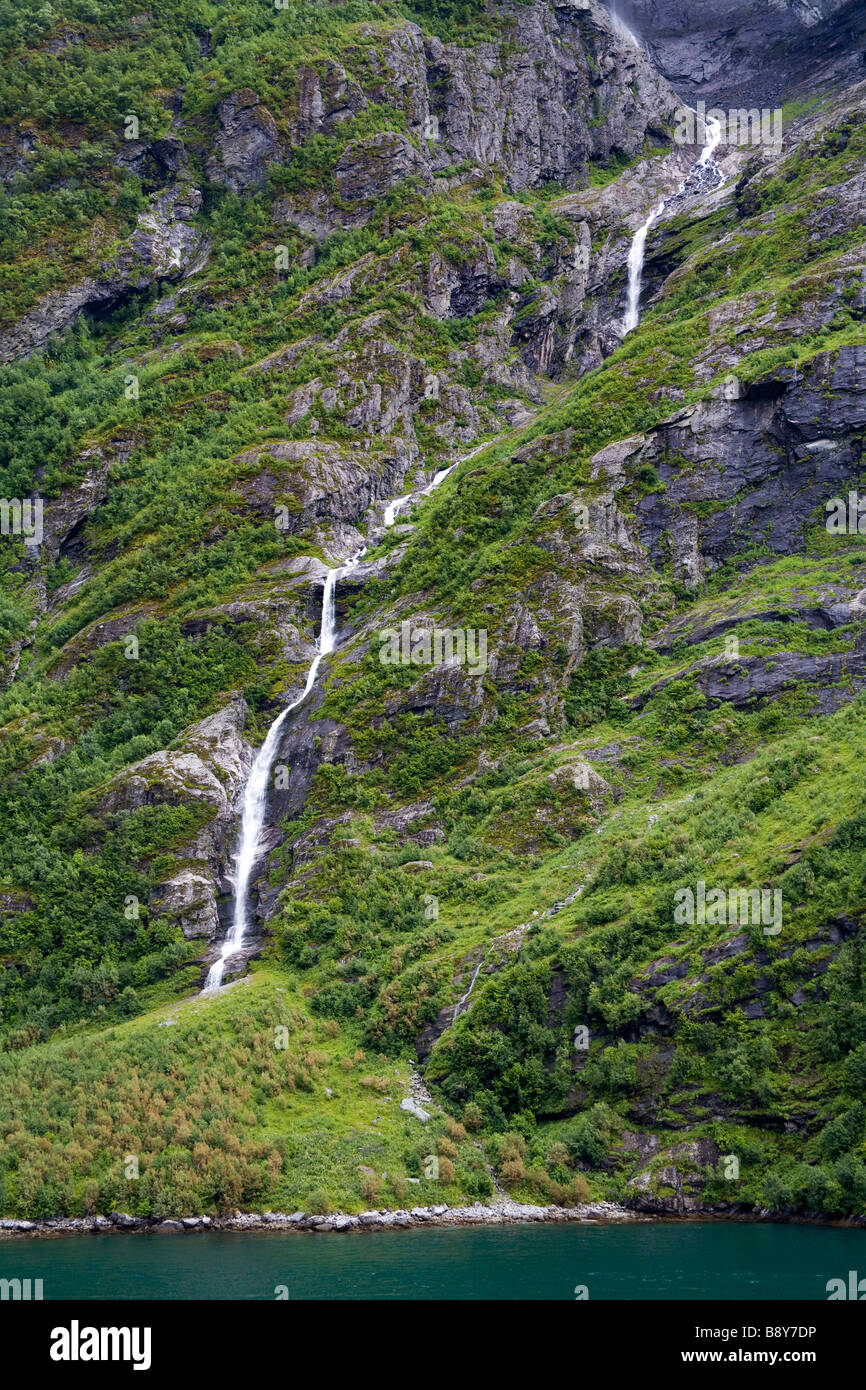 Wasserfall, Geirangerfjord, nördlichen Fjord Region, Norwegen, Skandinavien Stockfoto