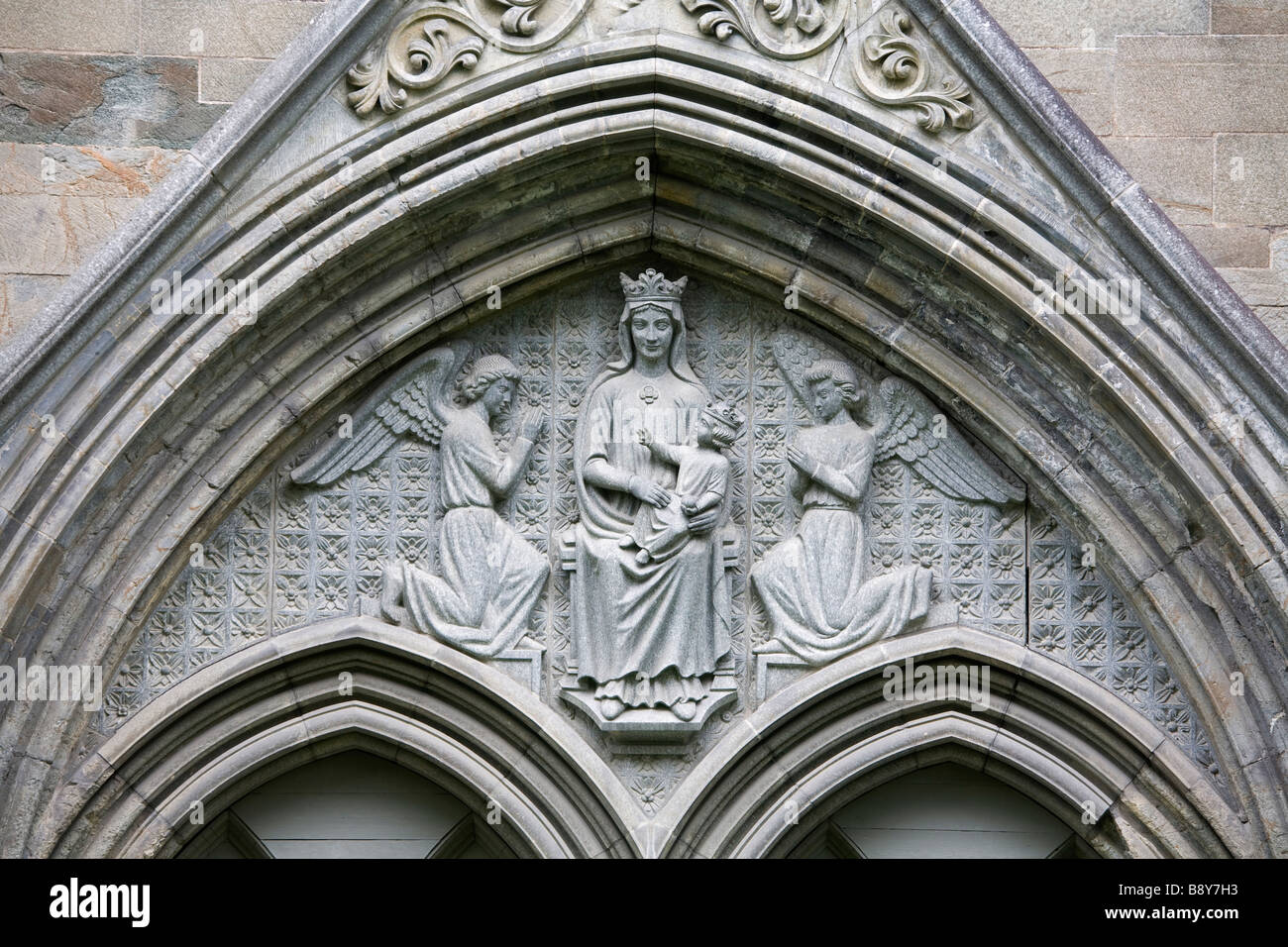 Architektonische Details einer Kathedrale, Nidaros Kathedrale, Trondheim, Tröndelag County, Tröndelag, Norwegen Stockfoto