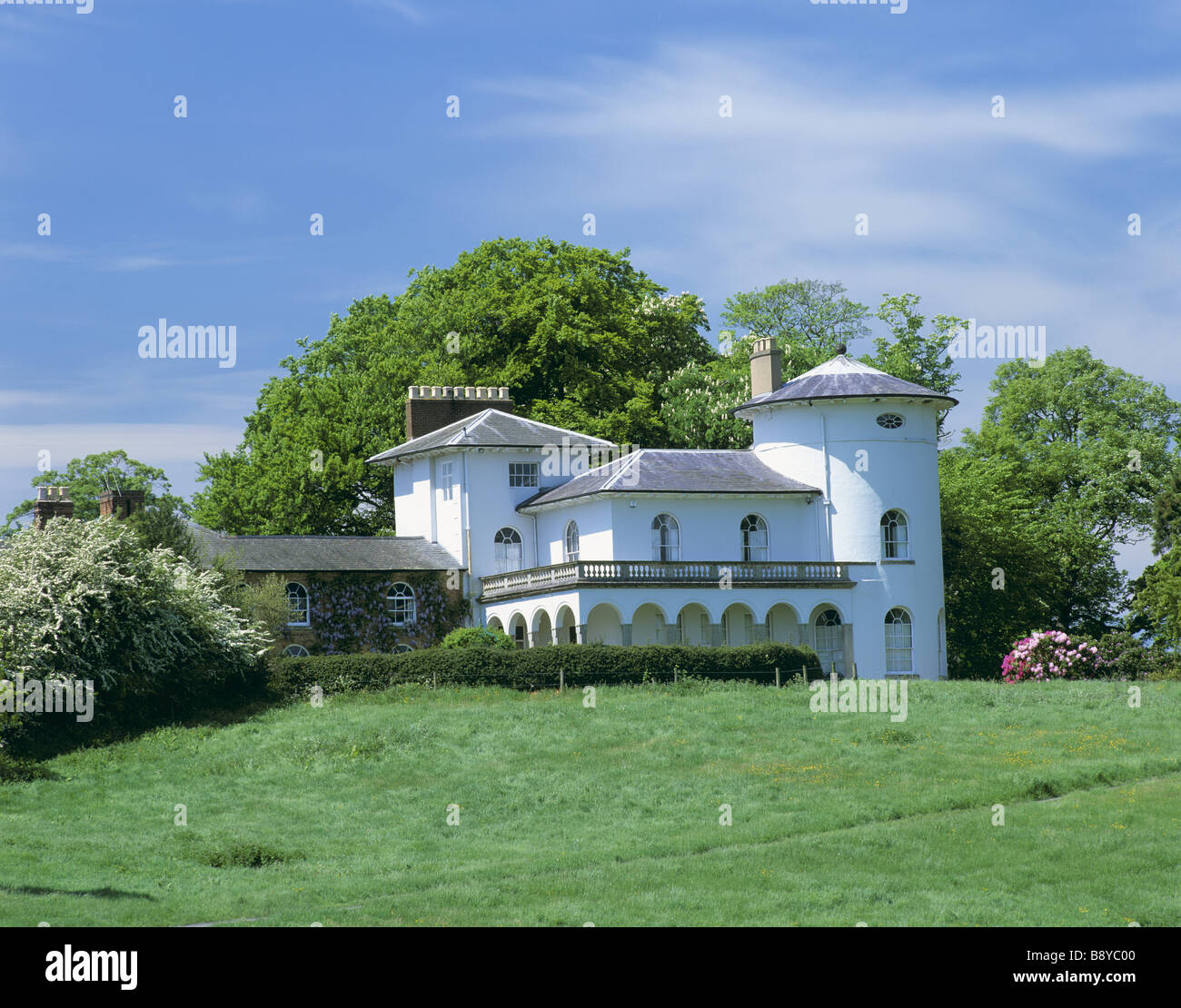 Blick auf Cronkhill Haus auf Attingham Park Estate Shropshire Stockfoto