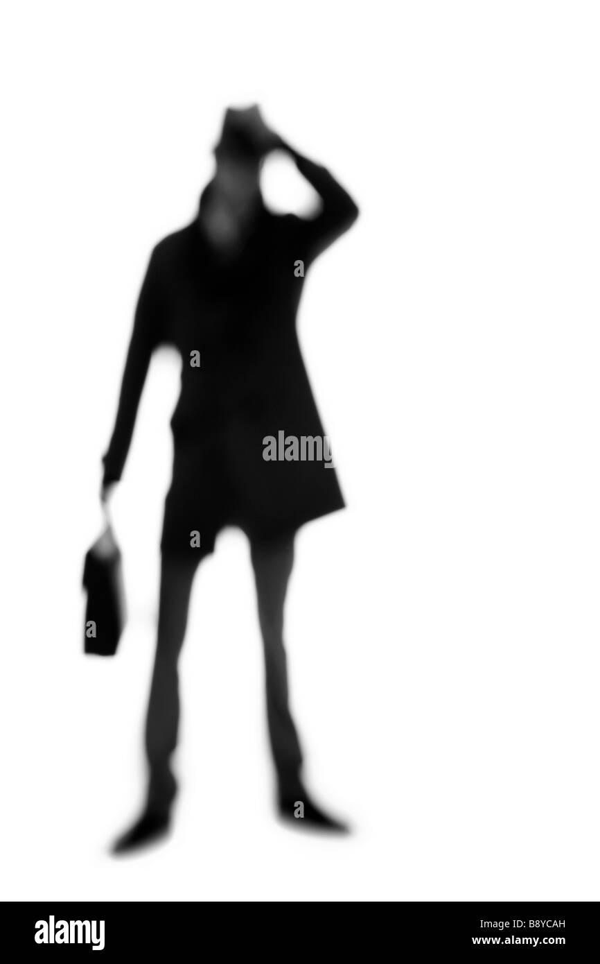 Silhouette eines Mannes mit Hut. Stockfoto