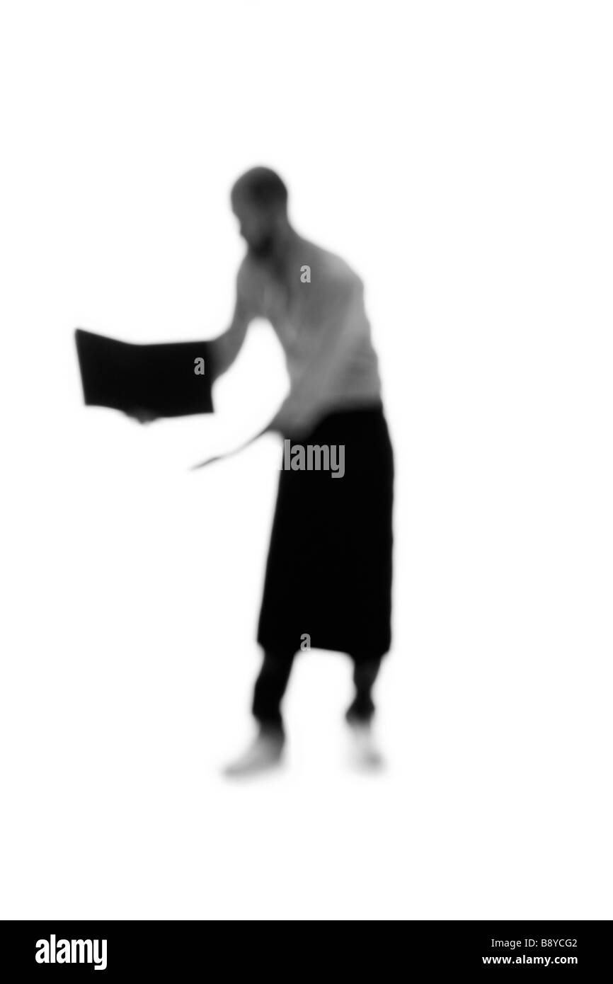 Silhouette von einem Kellner. Stockfoto